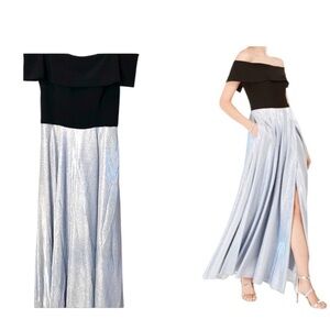 PROM Wedding Formal Elegant Black and Silver Strapless Dress Size 10